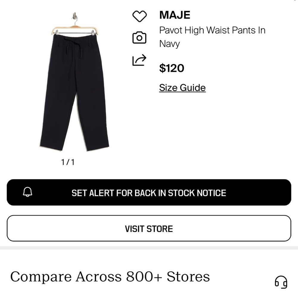 Maje Navy High Waist Pavot Pants